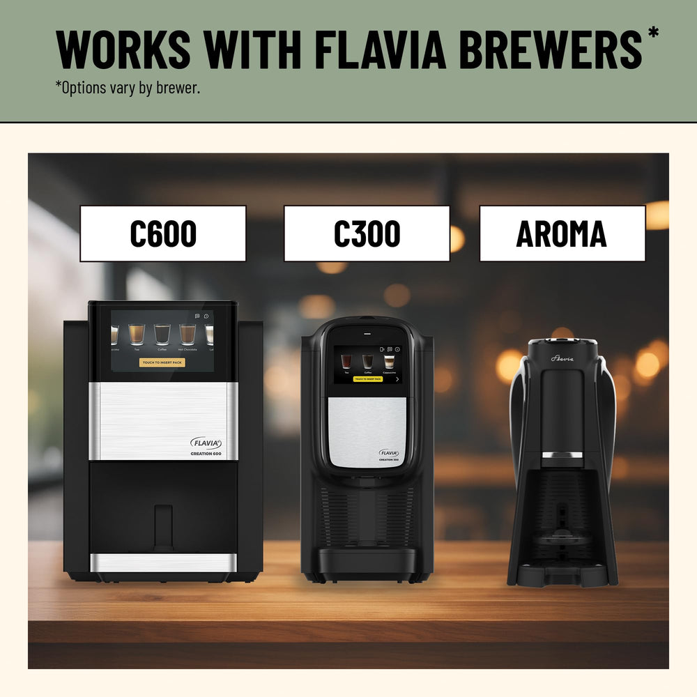 Flavia Alterra brewed cup in ceramic mug steaming, showcasing medium roast aroma benefit