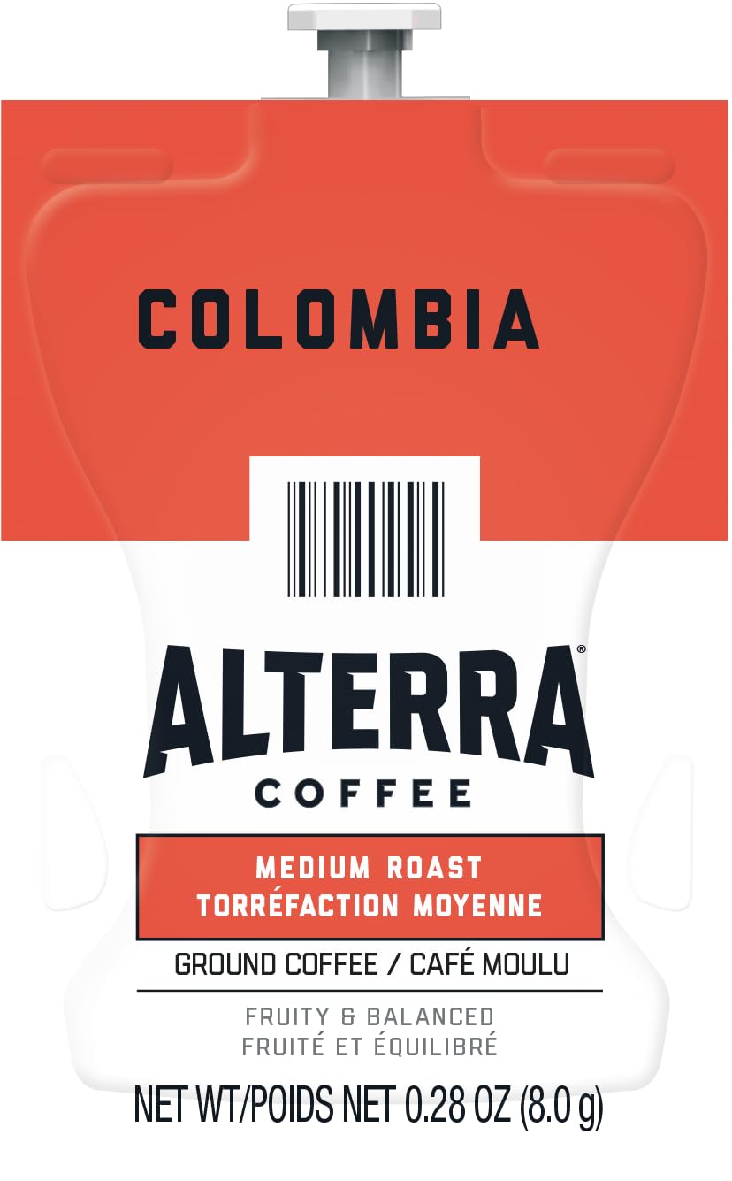Close-up of a Flavia ALTERRA fresh pack displaying seal and freshness