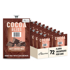 Flavia Cocoa Bliss front box showing 72-pack case and branding, quick supply