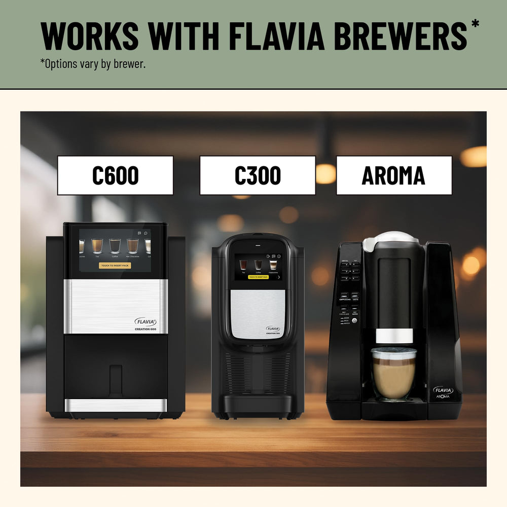 Flavia Lavazza brewed caramel coffee pour with foam highlighting aromatic flavor