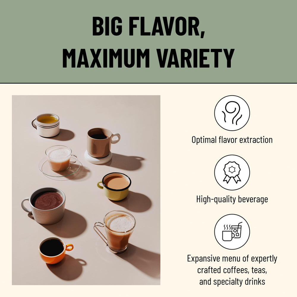 Flavia brewer extracting coffee from a Dolcevita Freshpack demonstrating clean pack-to-cup brewing