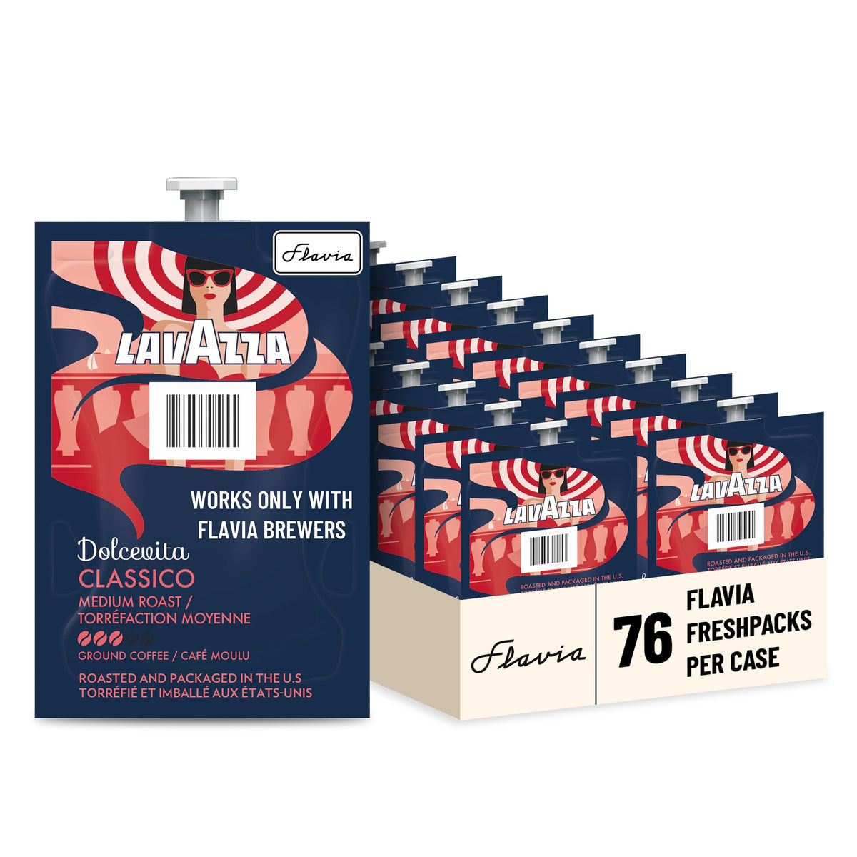Flavia Lavazza Dolcevita Classico front pack showing case label and quantity for easy selection