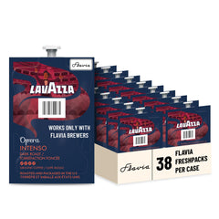 Flavia Lavazza Opera Intenso front packaging showing case and branding for bold coffee
