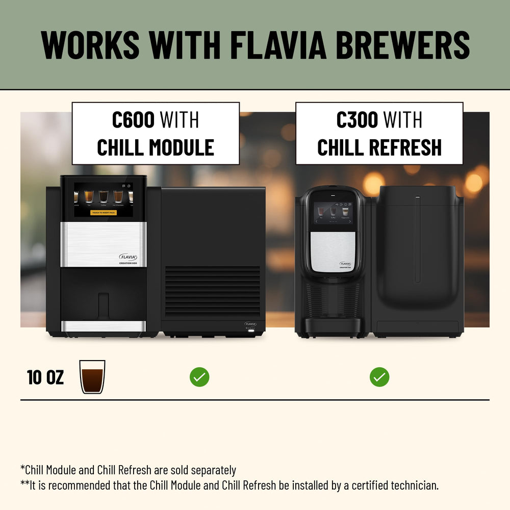 Flavia Lavazza poured 10 oz cold brew cup showing smooth color and ready-to-drink benefit
