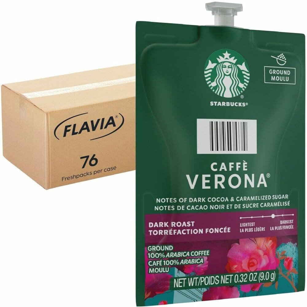 Flavia Starbucks Caffé Verona box front showing pack count and brand benefit