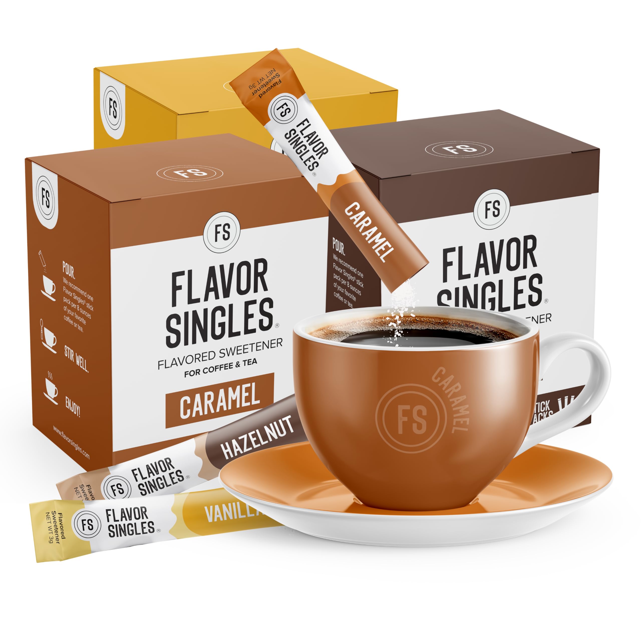 FLAVOR SINGLES front packaging showing variety pack benefits and flavor labels