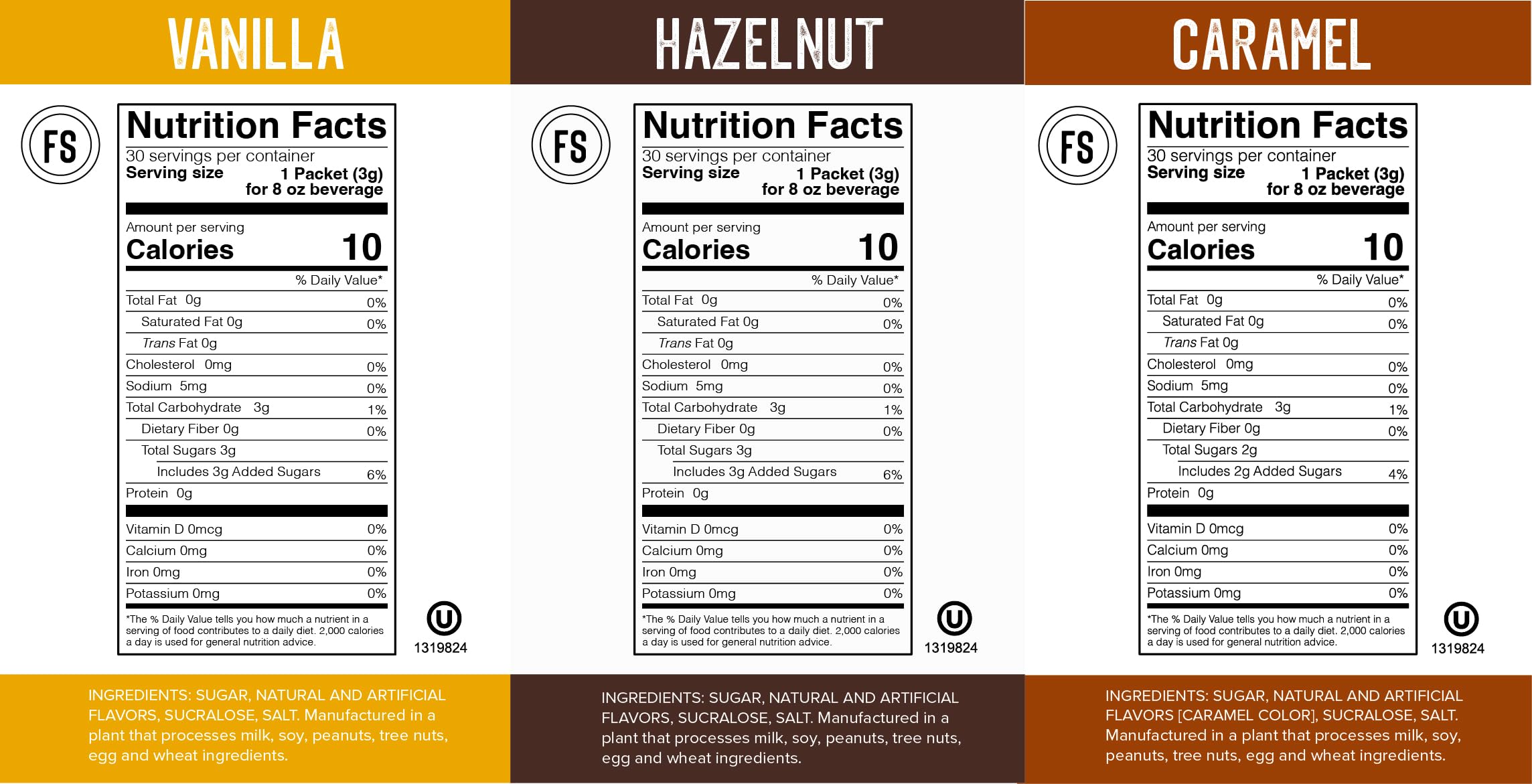 FLAVOR SINGLES packet beside syrup bottle illustrating compact, mess-free advantage