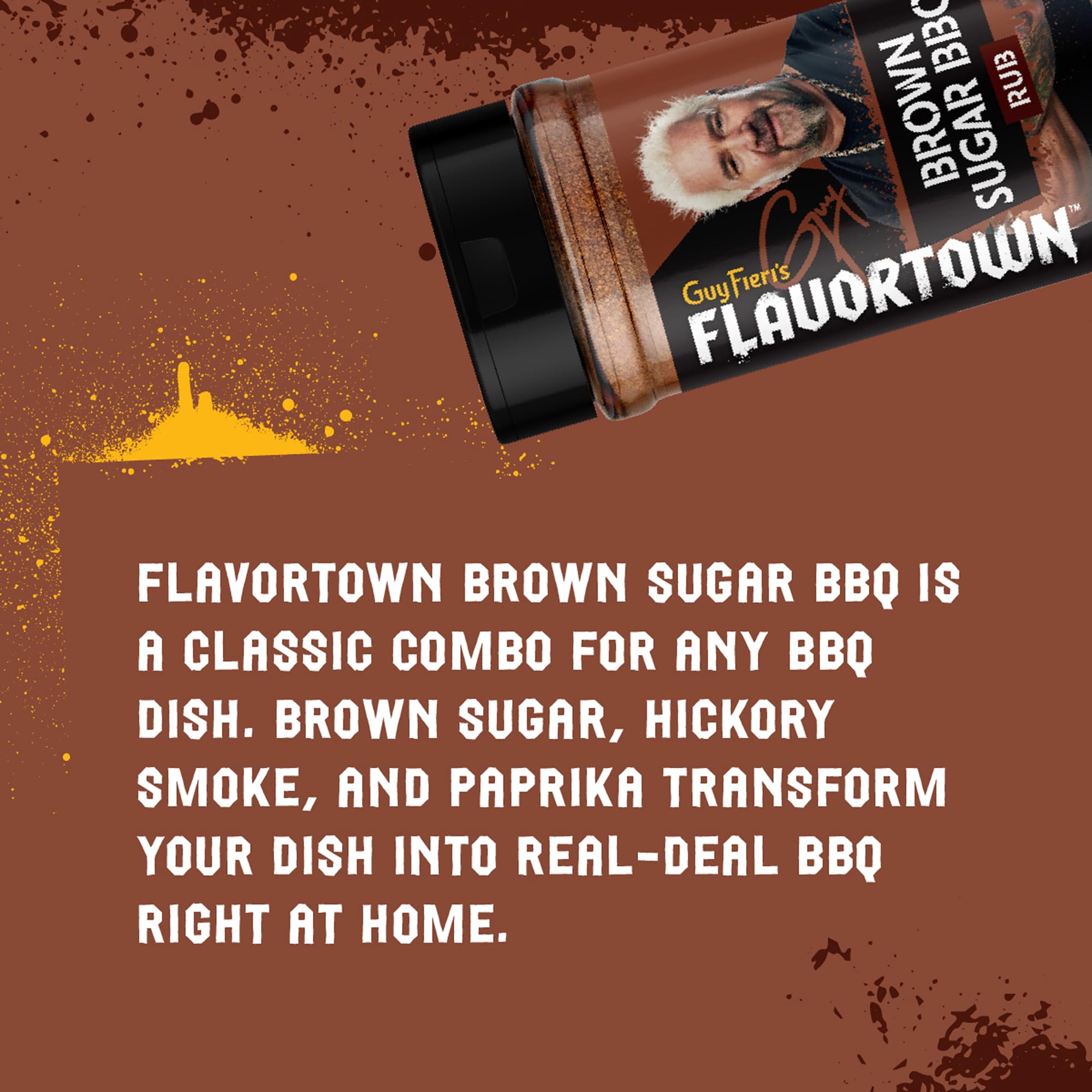 Flavortown open jar close-up texture, shows coarse sugar and spices for caramelization