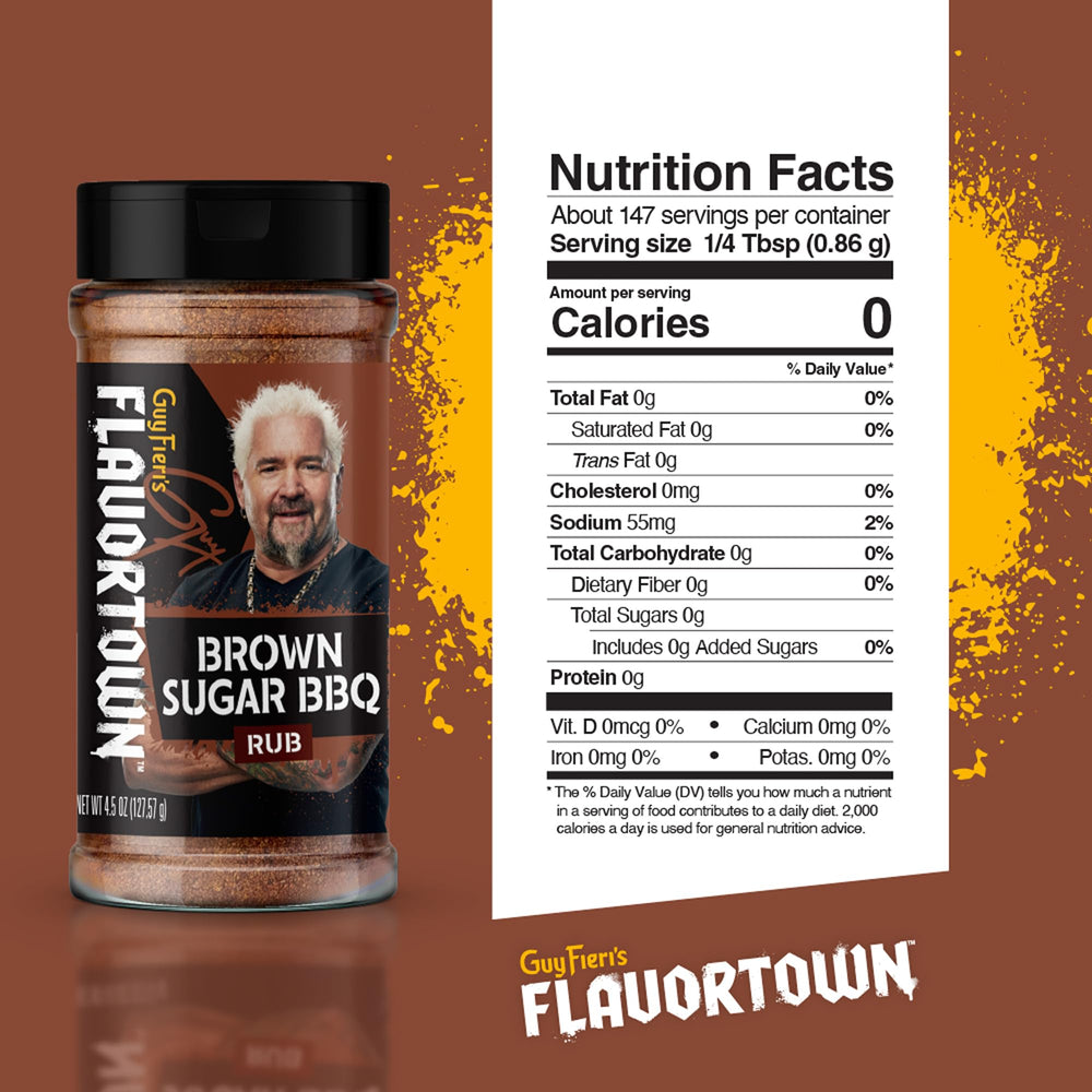 Flavortown jar label and ingredient panel, shows gluten-free claim and ingredient clarity