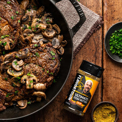 Flavortown rub texture close-up displaying coarse spices and buttery granules