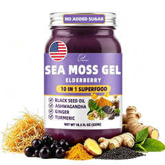 Fleamart jar front view showing seamoss gel and jar label for easy identification