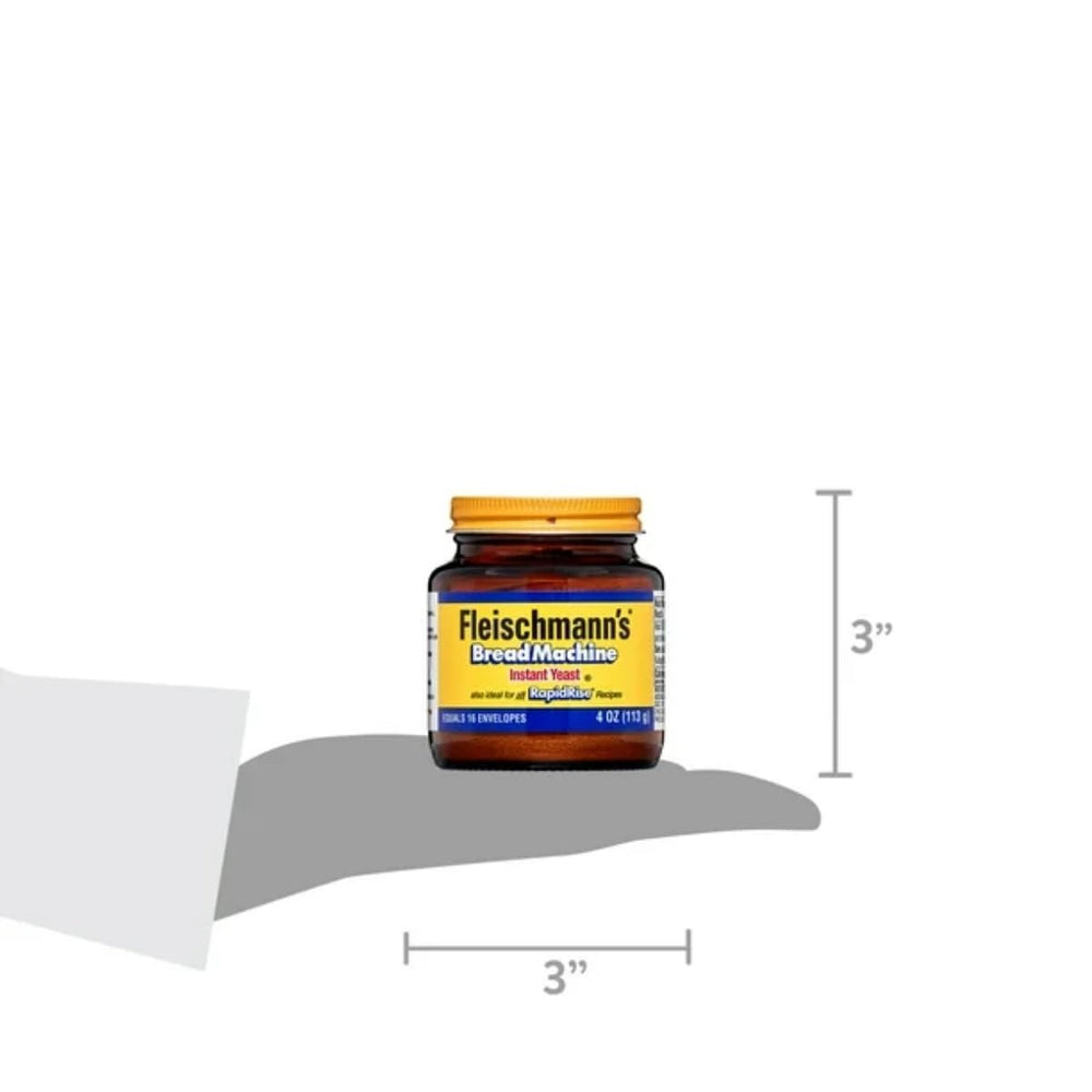Fleischmann's jar placed next to bread machine, convenient for machine use