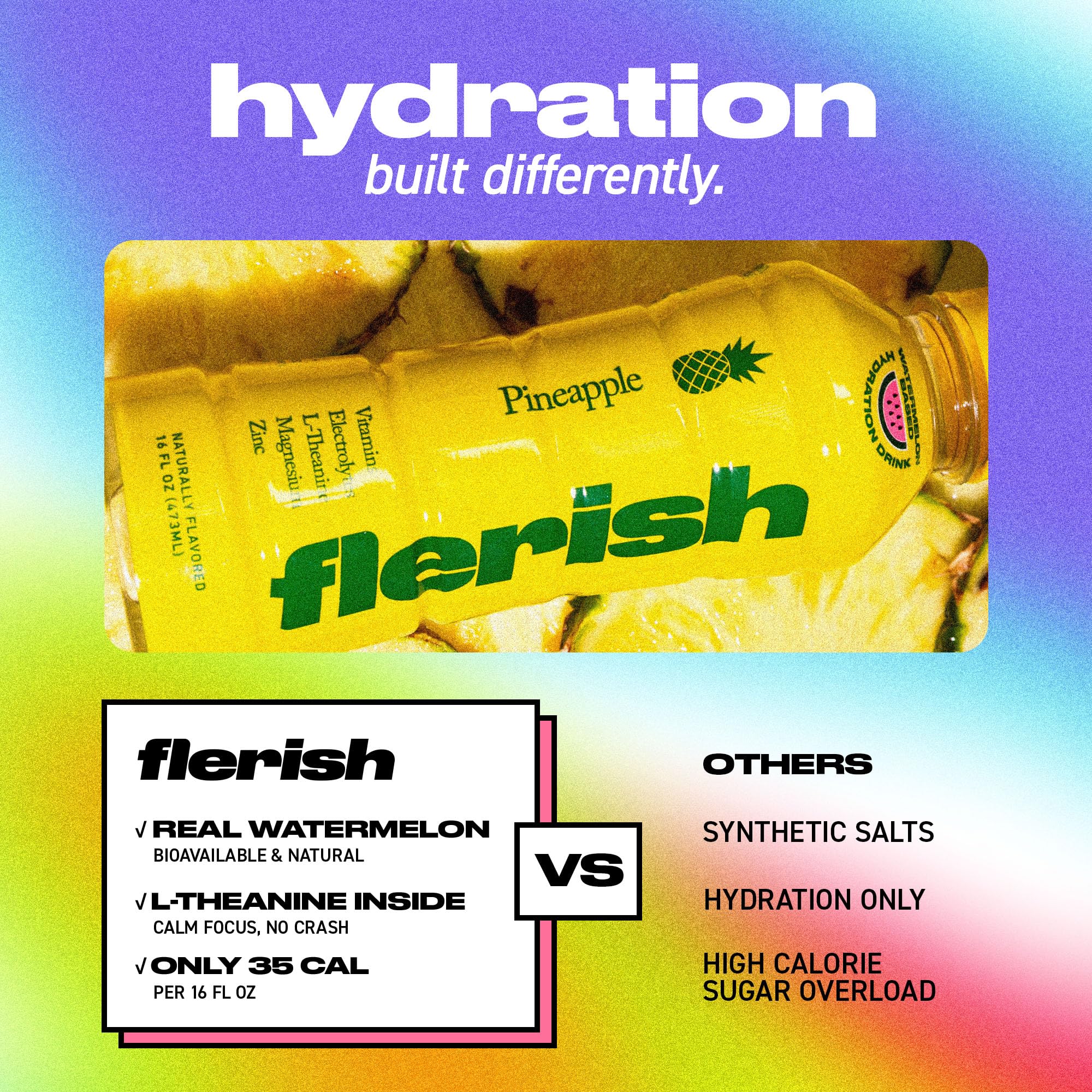 FLERISH bottle beside sneaker showing 16oz size and workout suitability
