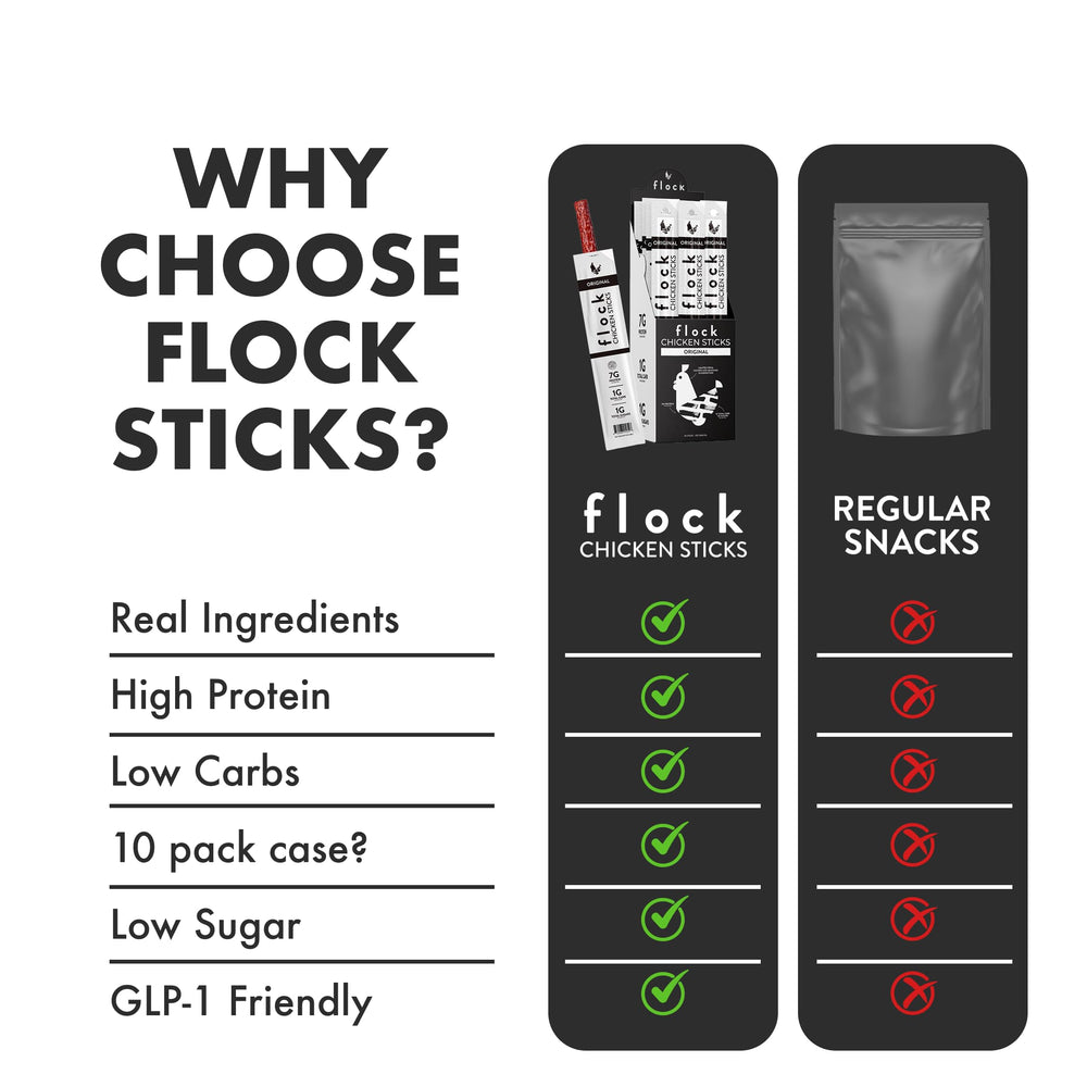 Flock chicken sticks inside a backpack illustrating portable travel snack benefit