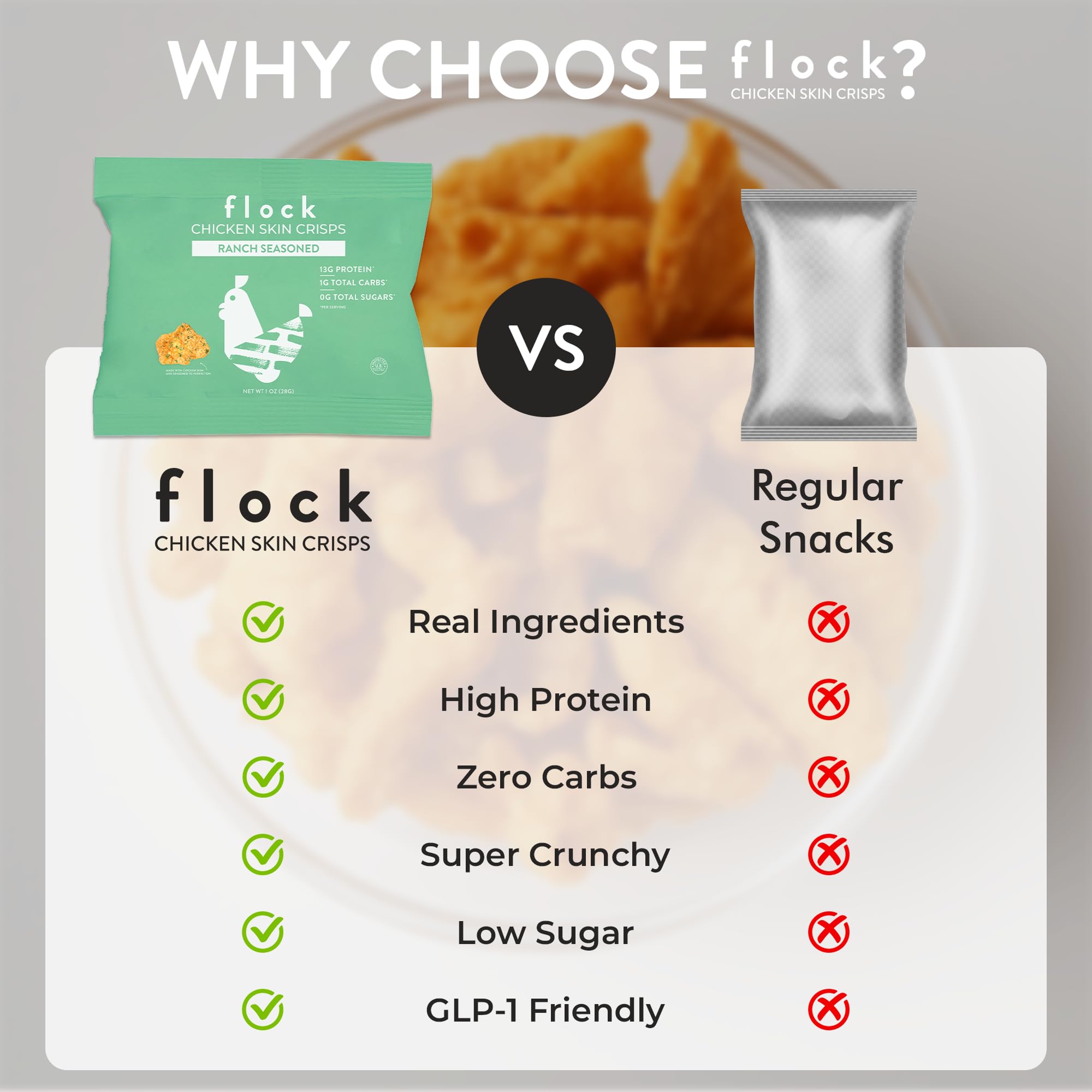 Flock ranch pouch next to a phone to show single-serve size convenience