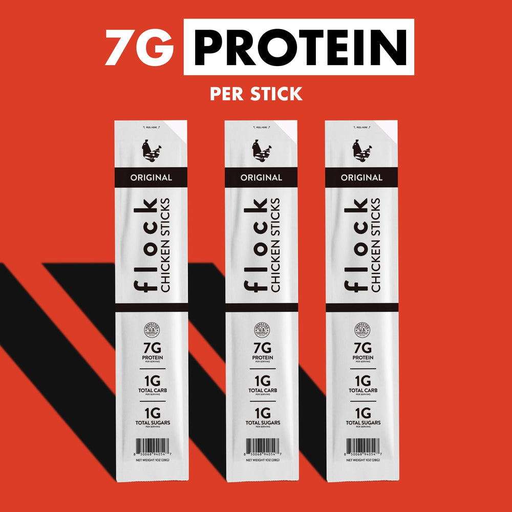 Flock chicken stick beside a soda can demonstrating compact size and portion control