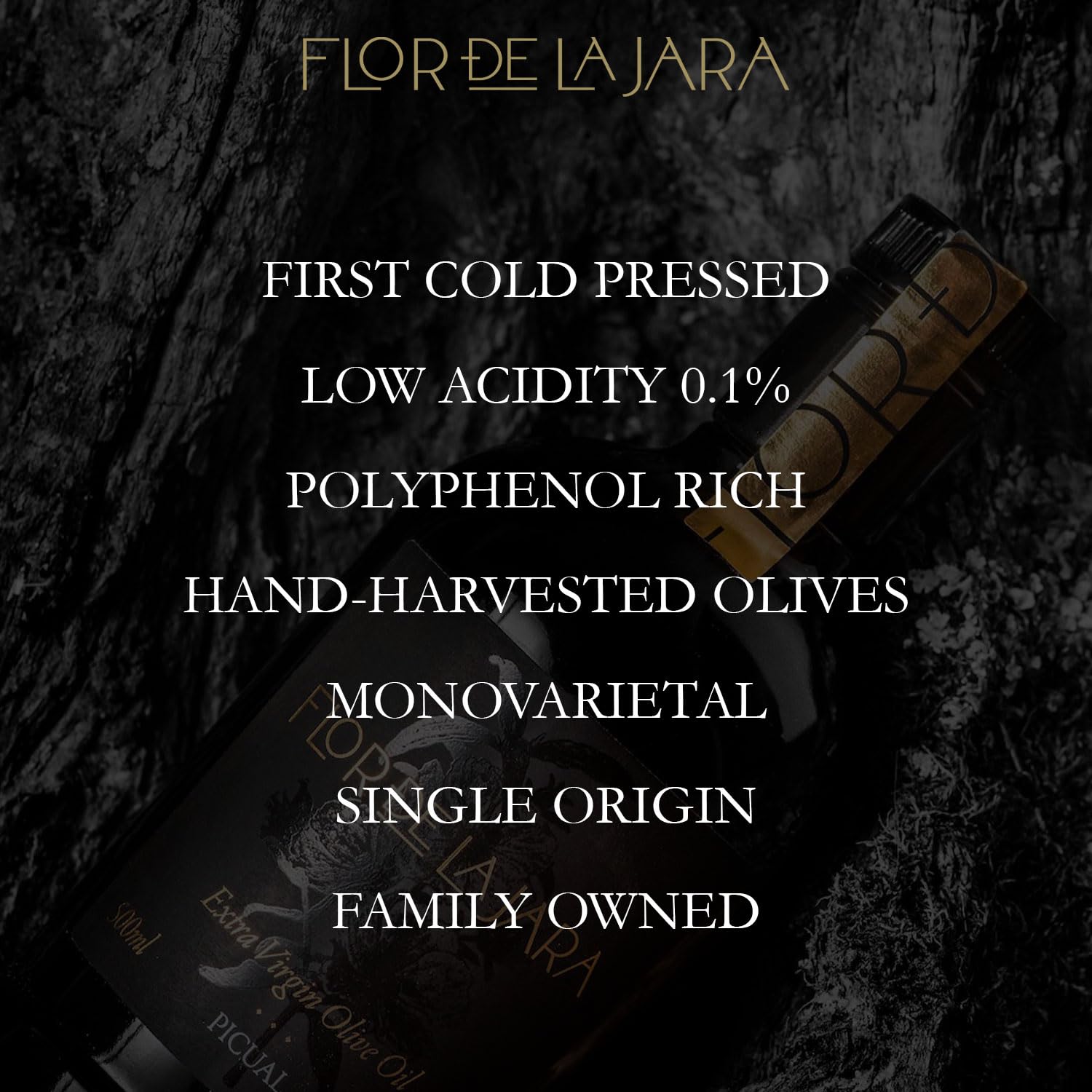 FLOR DE LA JARA olive grove photo showing dry‑farmed trees and concentrated flavor source
