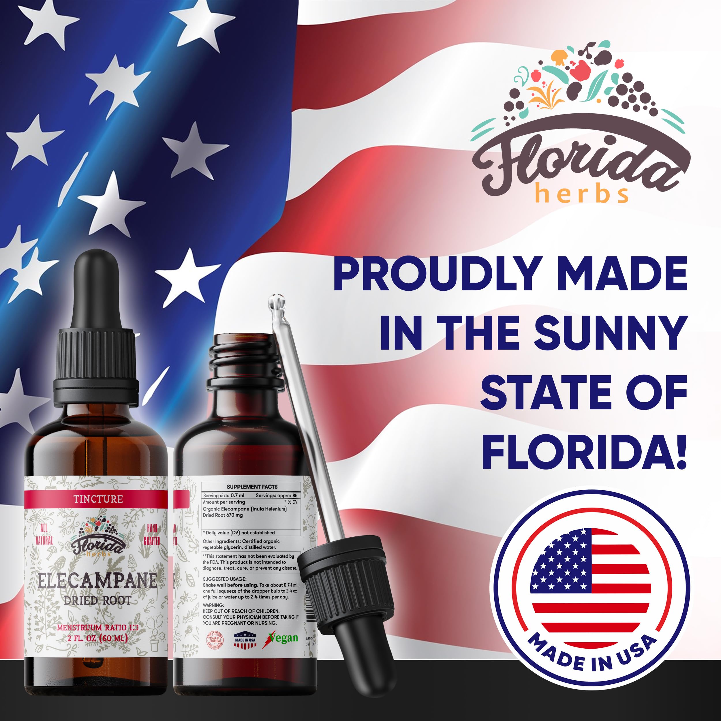 FLORIDA HERBS tincture added to warm tea in a cozy kitchen setting