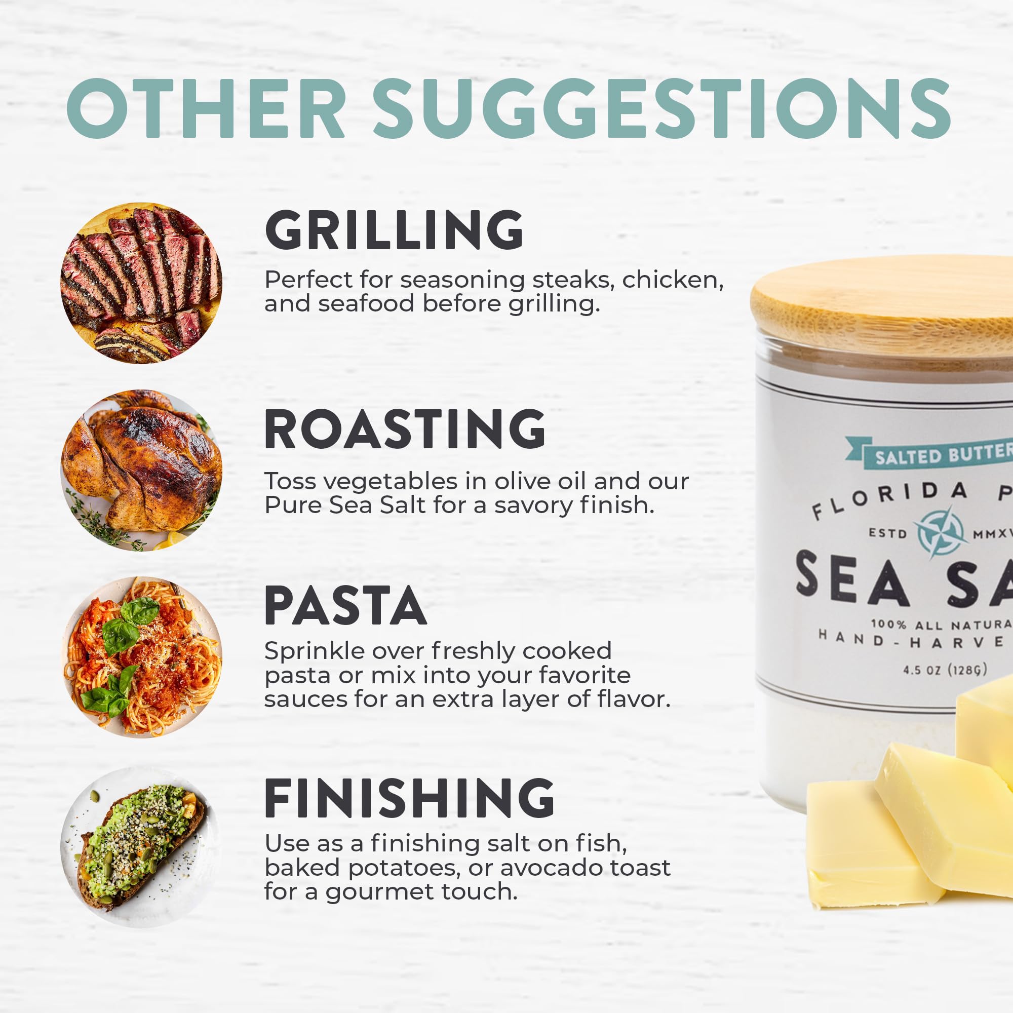 Florida Pure spoon holding flakes ready to season with easy portion control