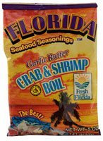 Florida Seafood Seasonings jar front view showing label and garlic butter flavor enhancing seafood