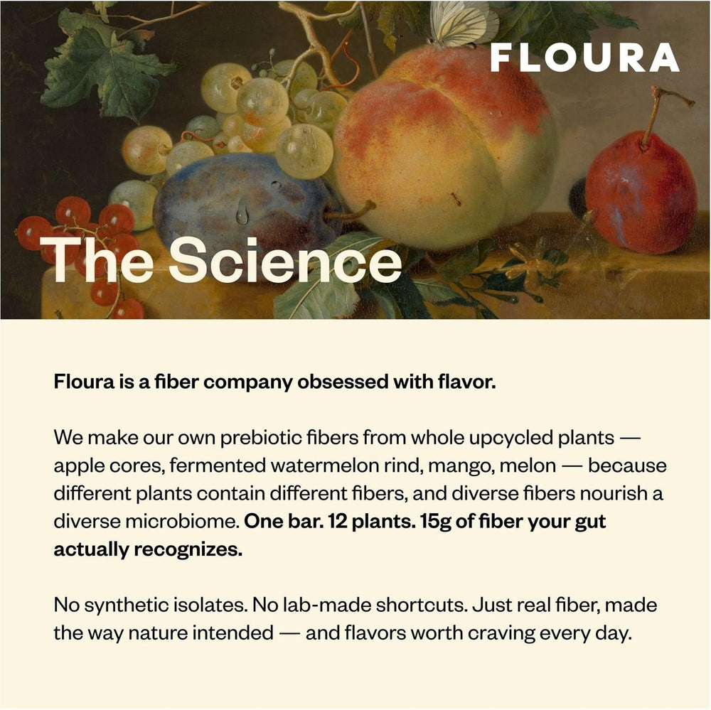 FLOURA bar held in hand to show size and portable, on-the-go snacking convenience