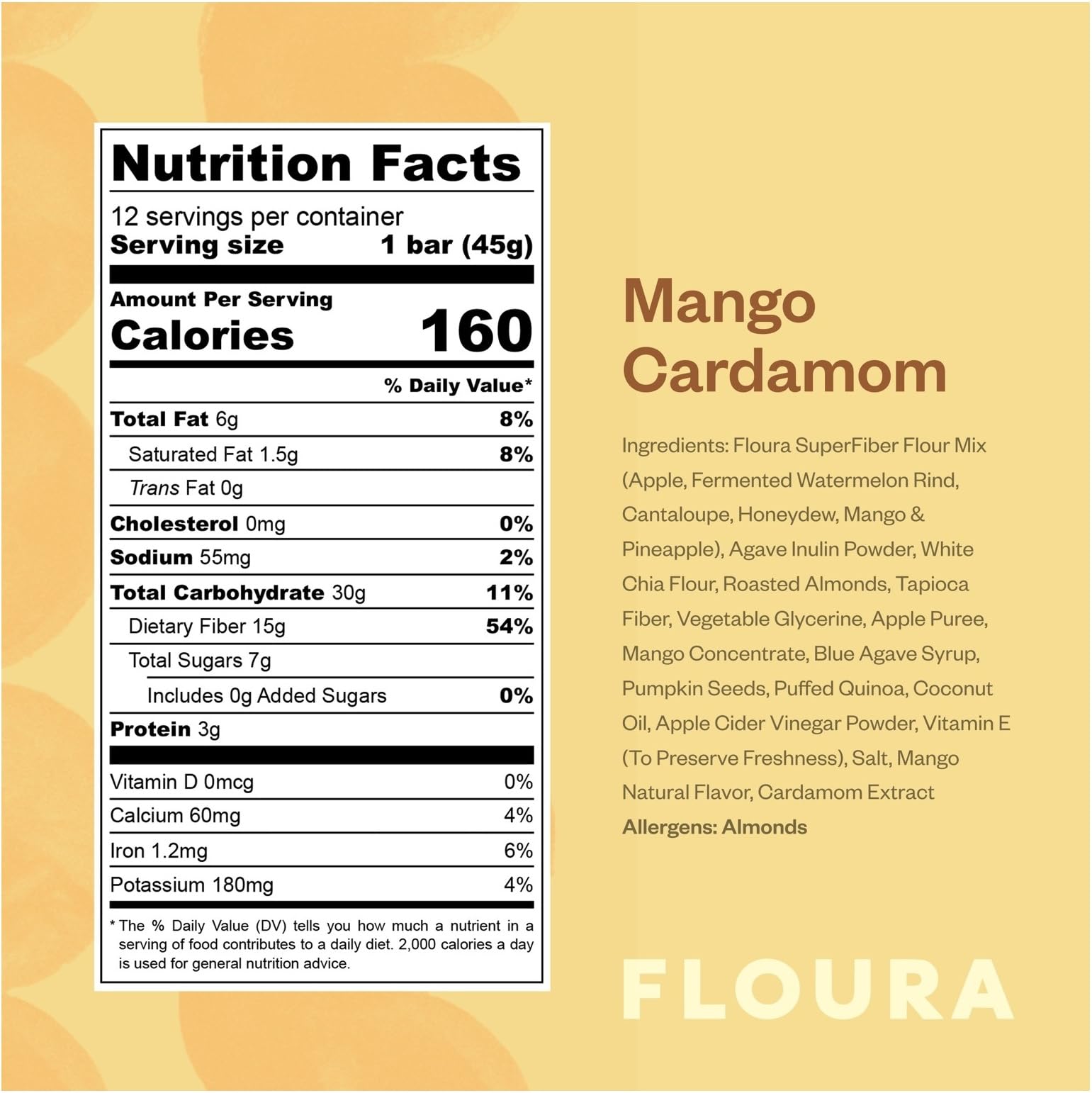 Floura unwrapped bar close-up showing chewy texture and fruit pieces for satisfaction