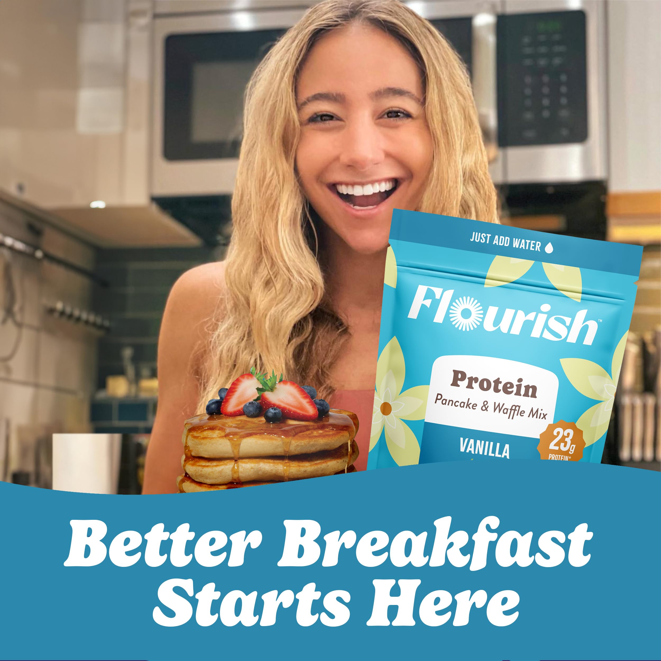 Flourish family enjoying breakfast at table showing convenience and tasty results
