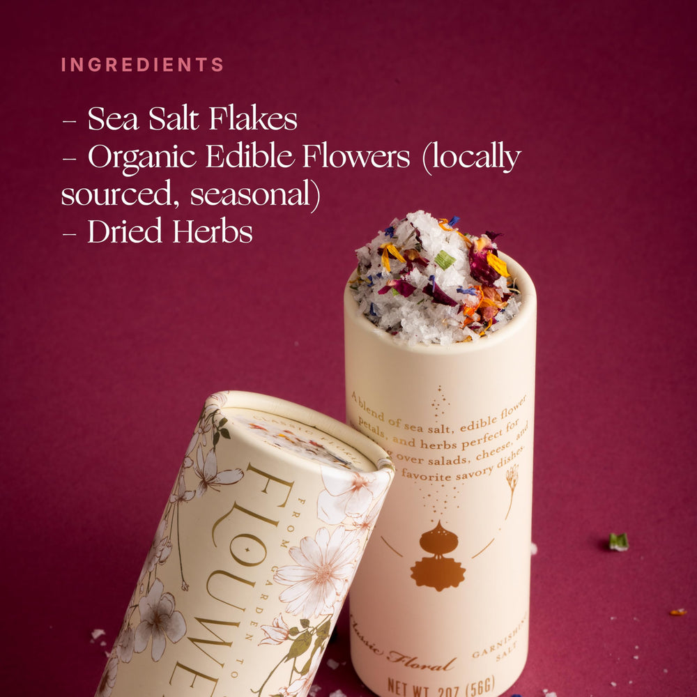 Flouwer Co. top view of dried edible flowers included, adding color and natural aroma benefit