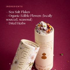 Flouwer Co. top view of dried edible flowers included, adding color and natural aroma benefit