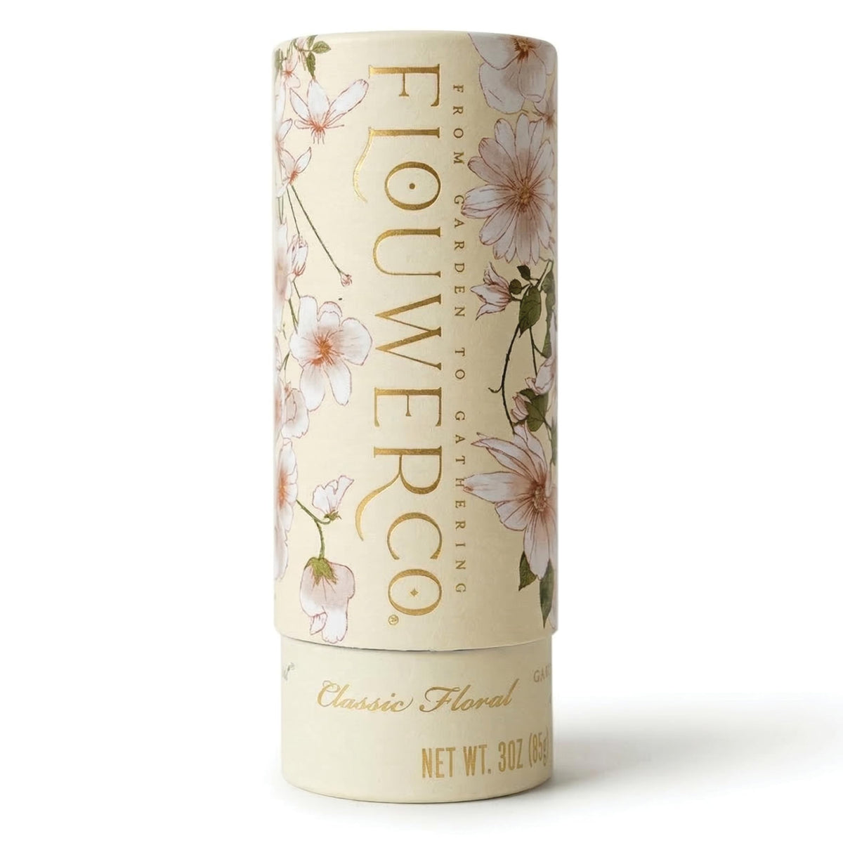 Flouwer Co. front jar showing artisanal finishing salt and floral garnish benefit presentation
