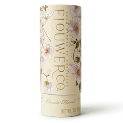 Flouwer Co. front jar showing artisanal finishing salt and floral garnish benefit presentation