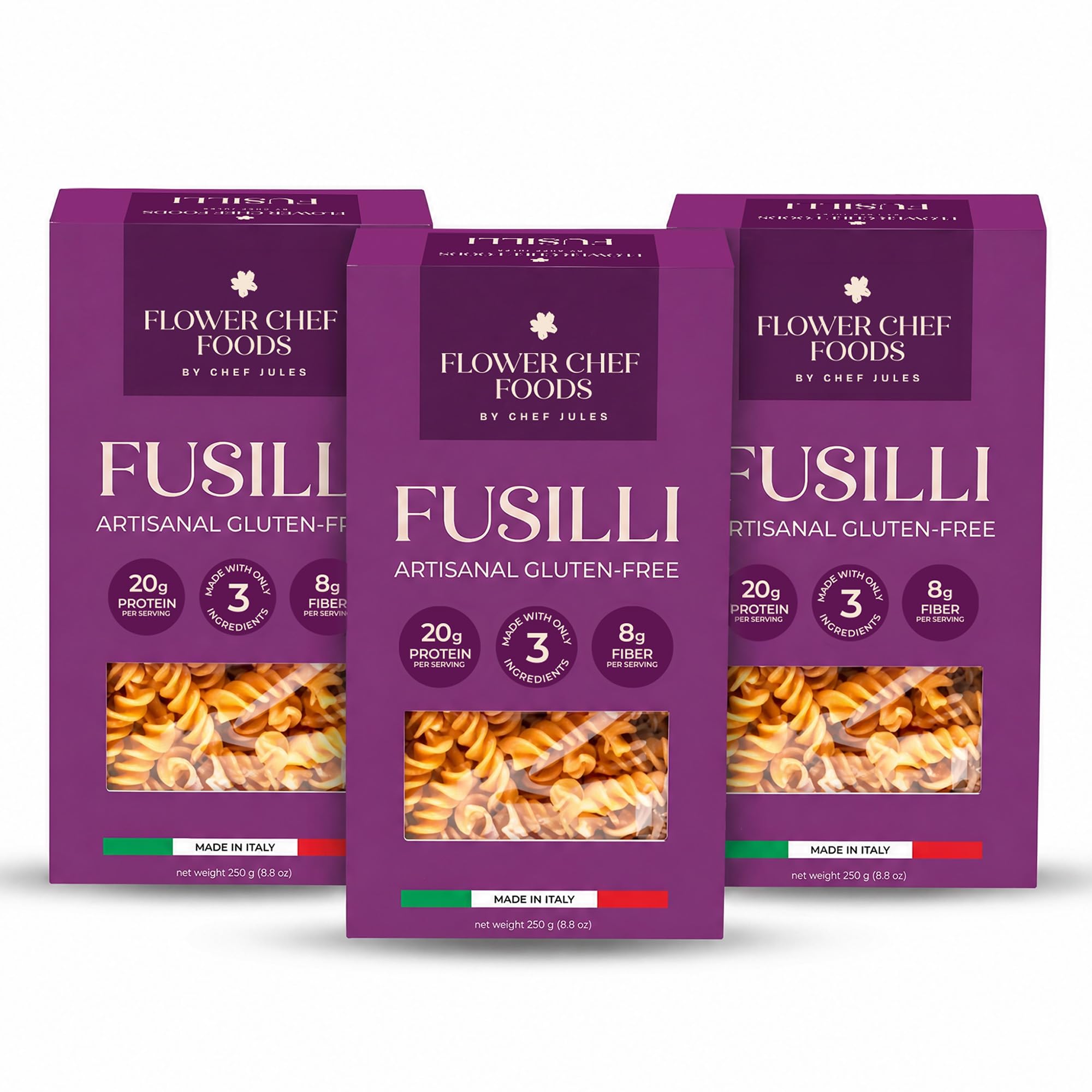 Flower Chef Foods front packaging showing gluten-free label and benefit