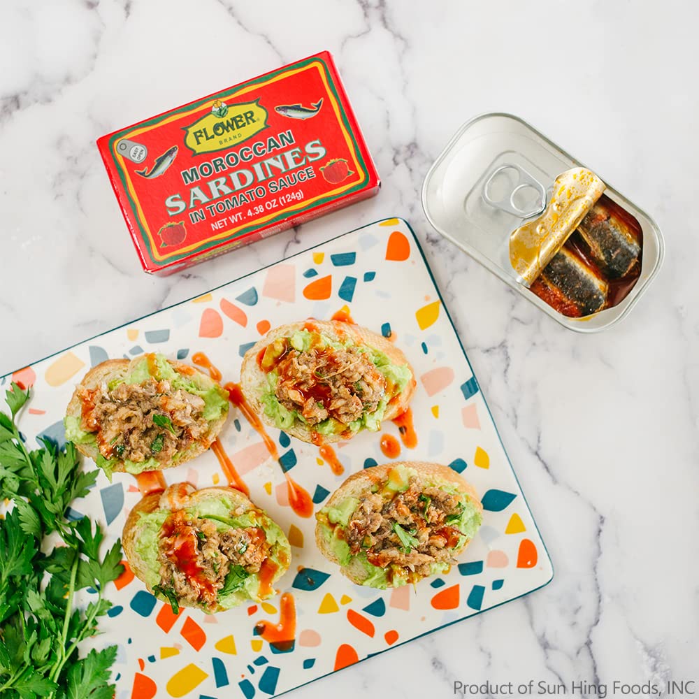 Ingredient and nutrition label on Flower sardines can, clear information for dietary choices