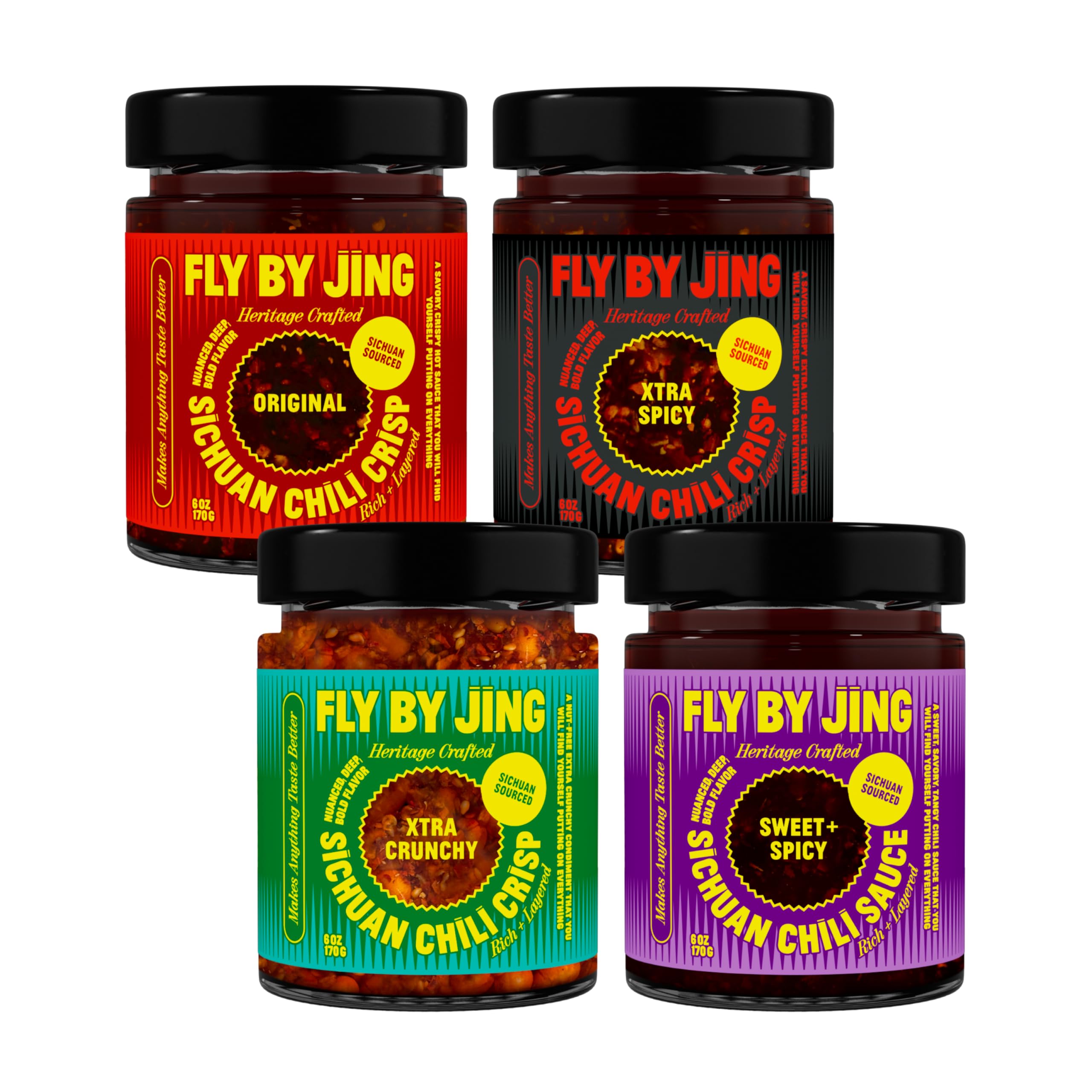 FLYBYJING bundle front packaging showing four 6oz jars, gift-ready
