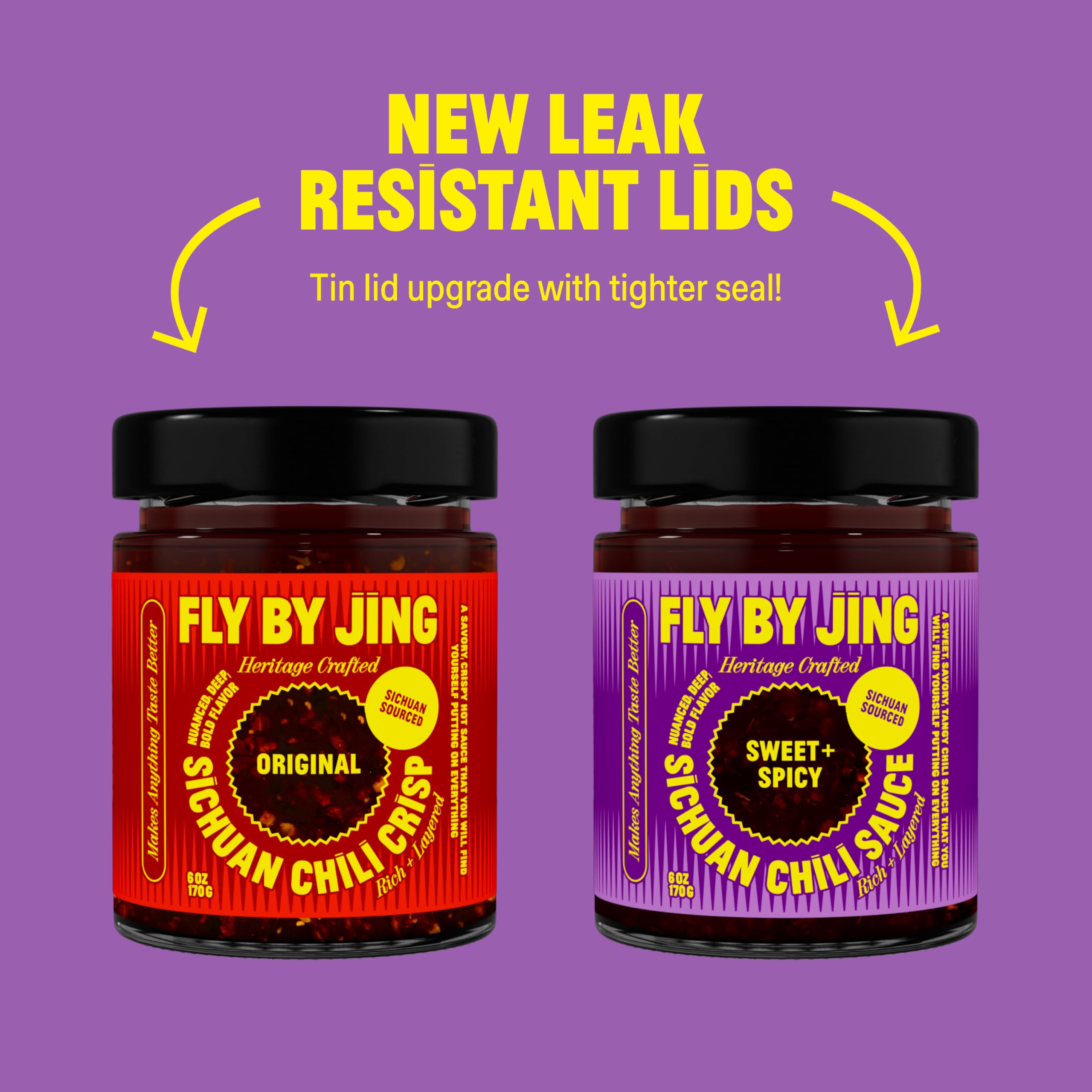 FLYBYJING jar label detail highlighting Jing Gao name and authentic Sichuan provenance