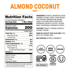 Fody unwrapped Almond Coconut bar close-up showing crunch and gentle texture for snacking
