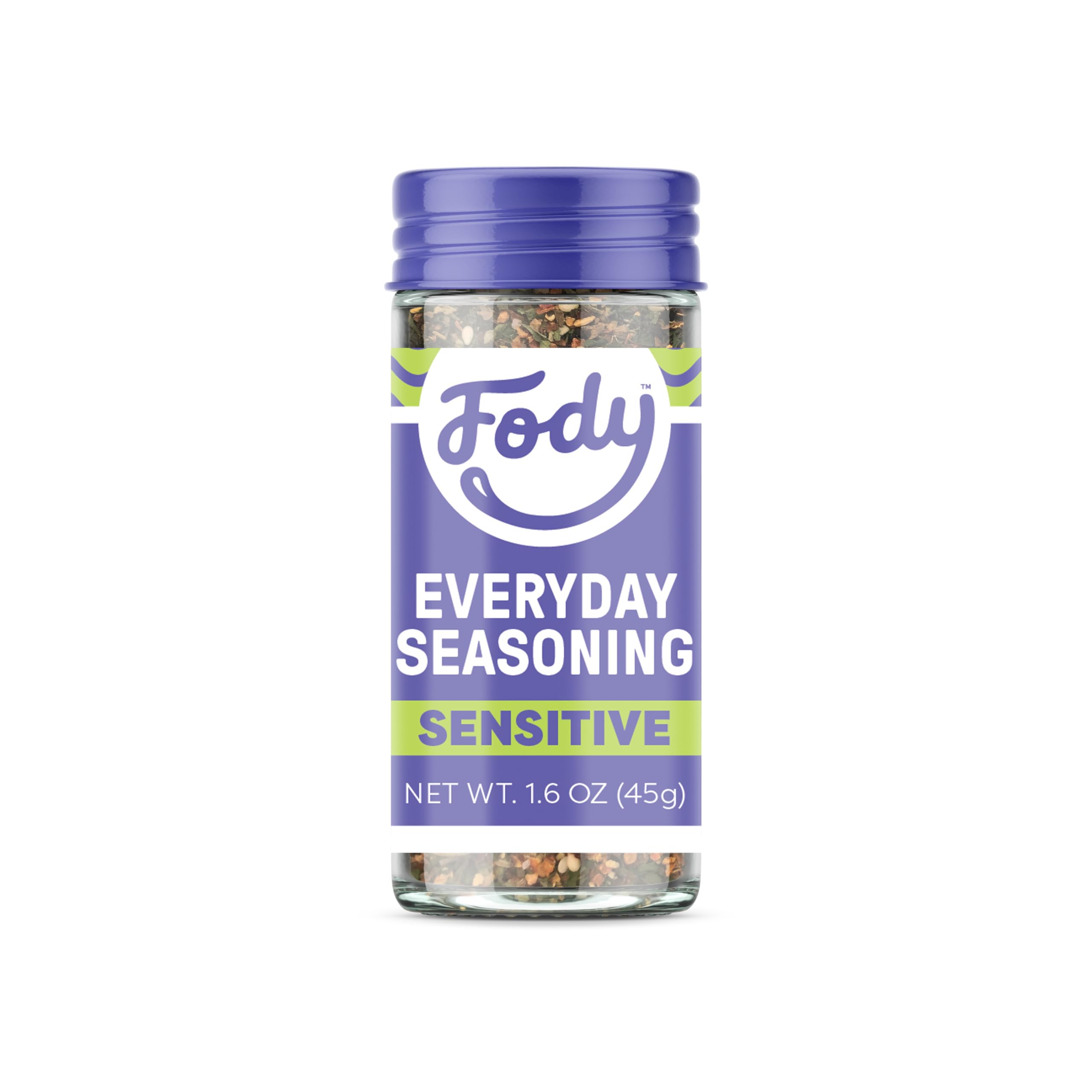 Fody Everyday Seasoning front jar showing brand and label, adds savory flavor