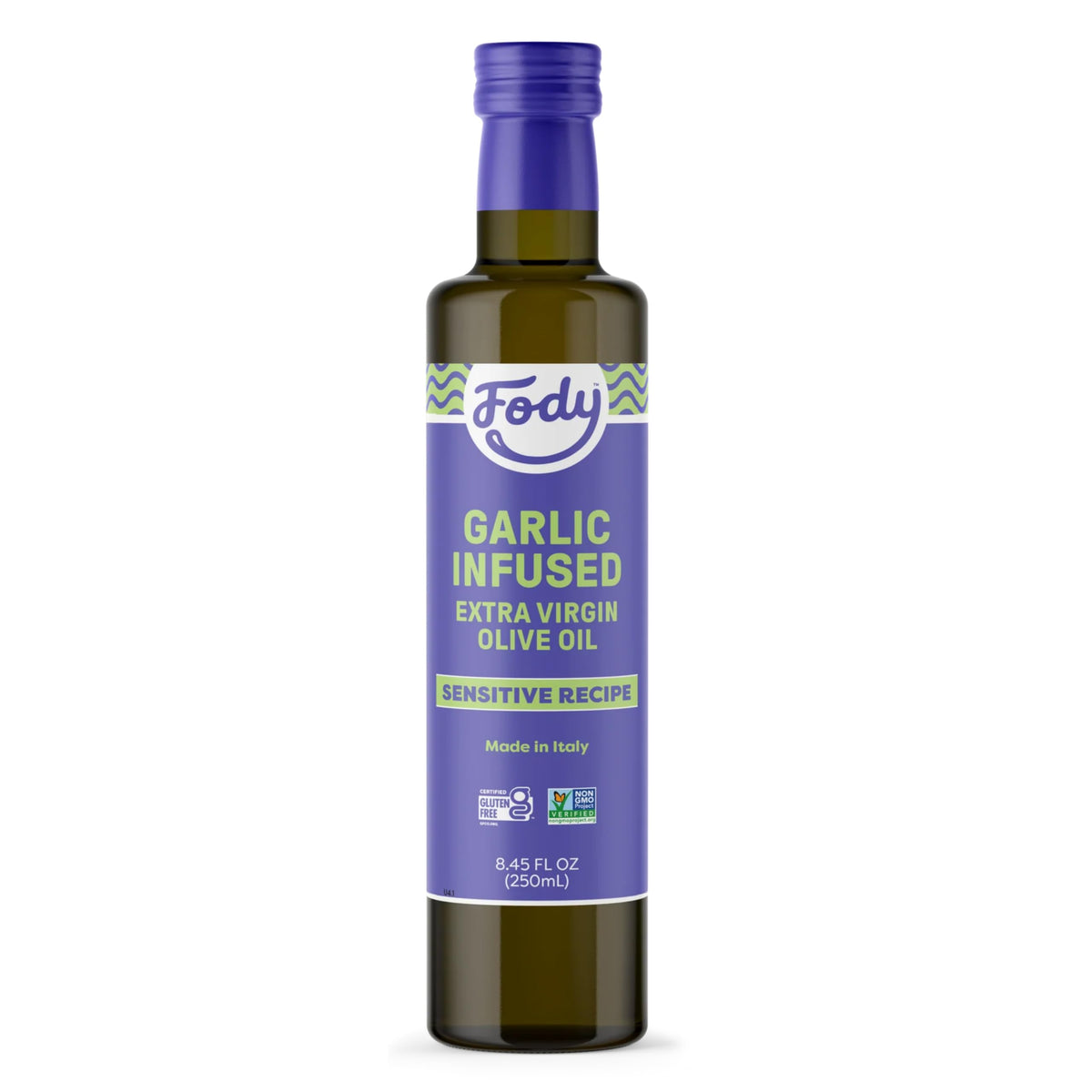 Fody bottle front label showing product and low FODMAP benefit