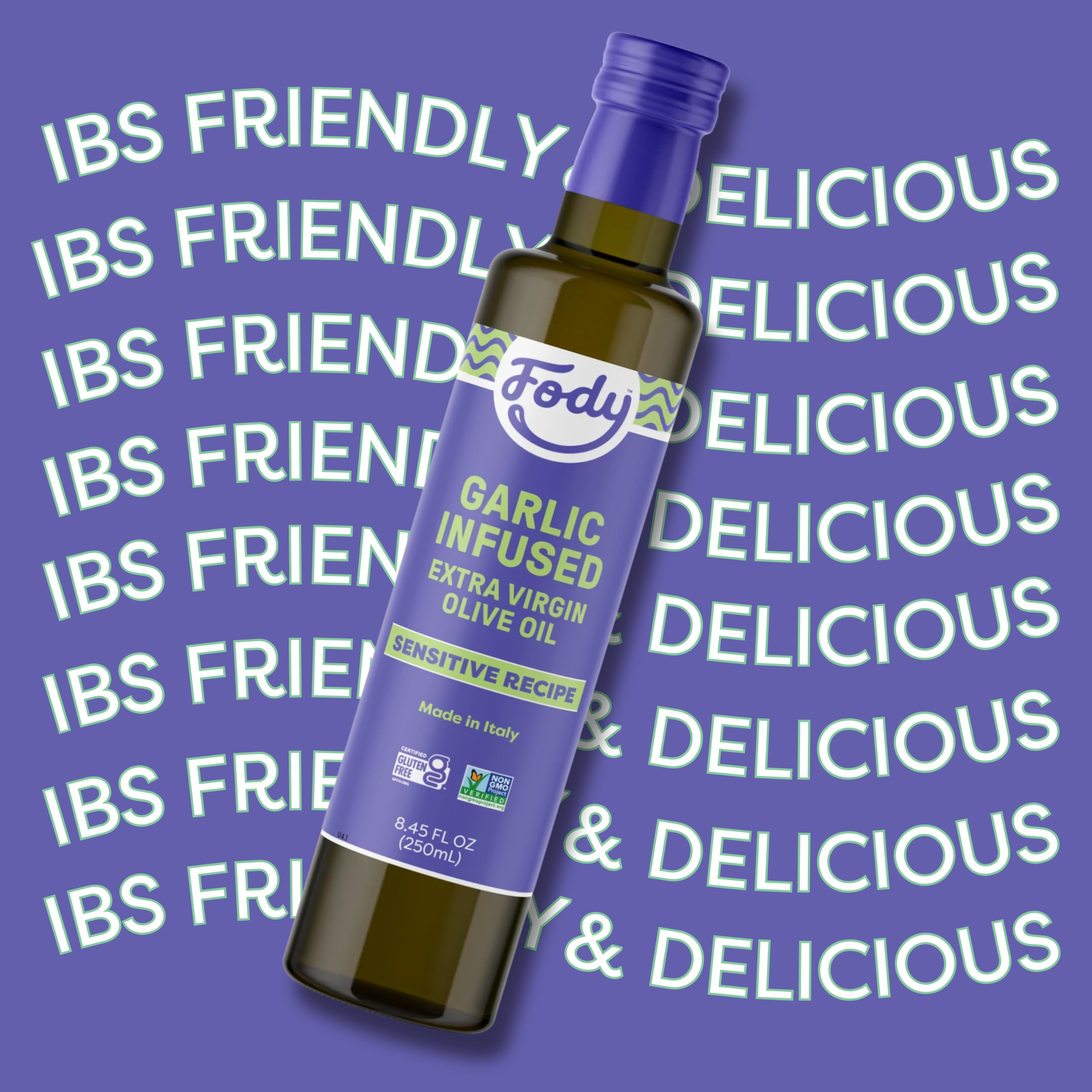Fody product label and ingredients close-up showing clean, gut-friendly formula