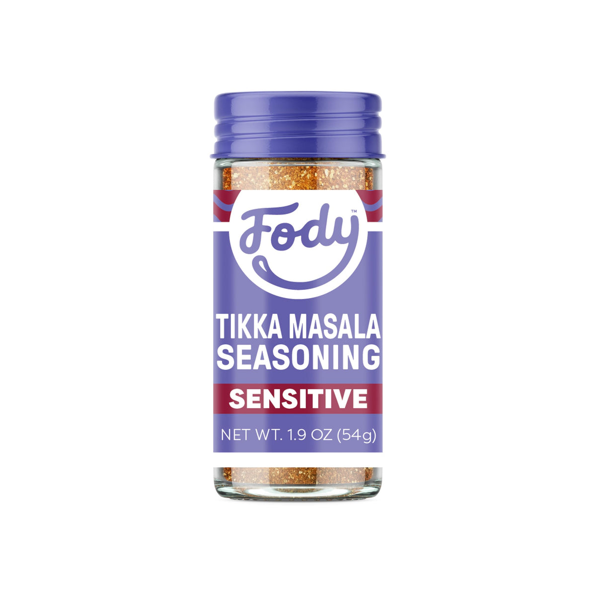 Fody front label showing seasoning jar and product name for quick identification