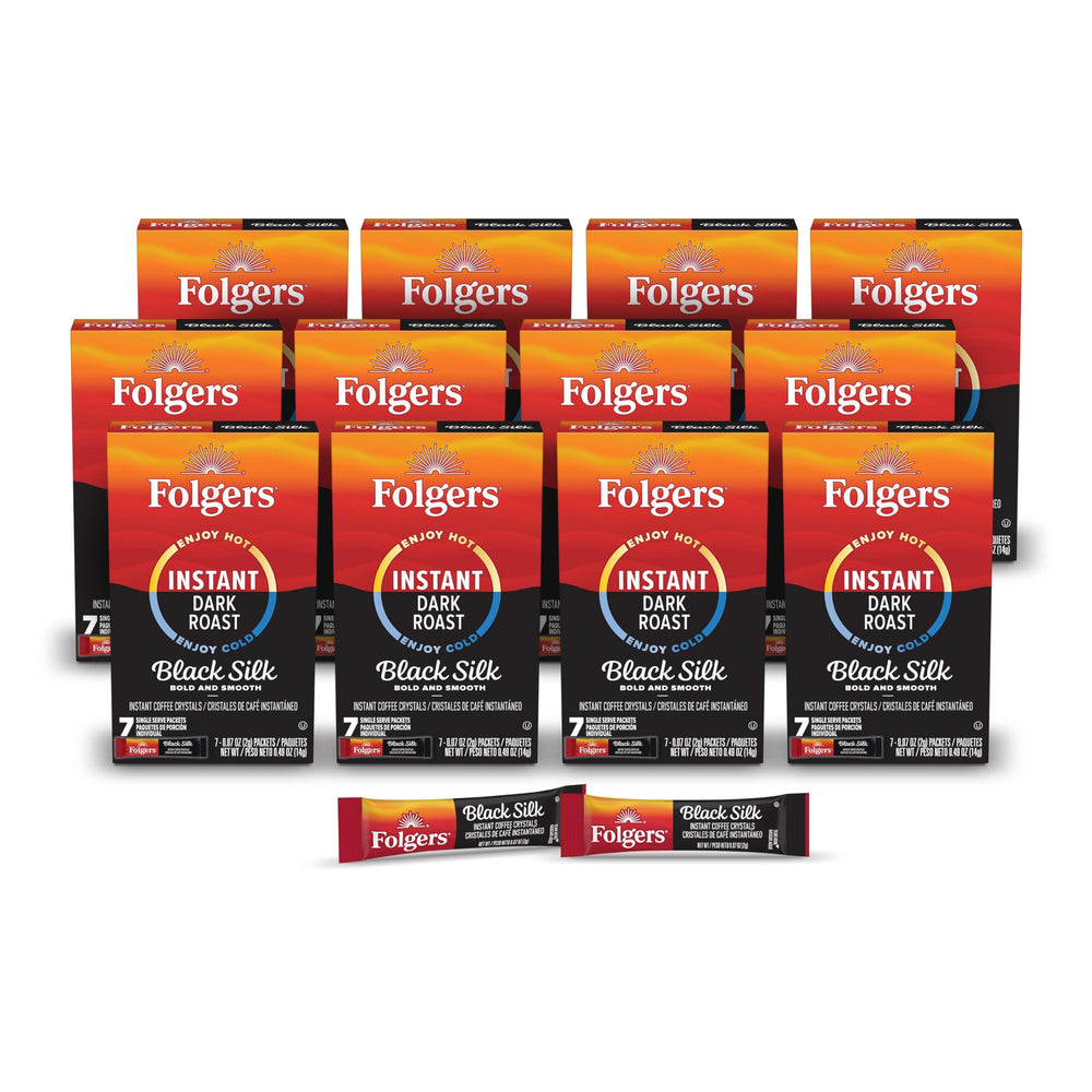 Folgers Black Silk front packaging showing quantity and bold roast benefit