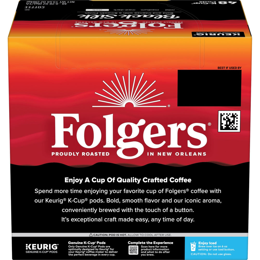 Office breakroom with Folgers Black Silk pods and brewer for consistent workplace coffee