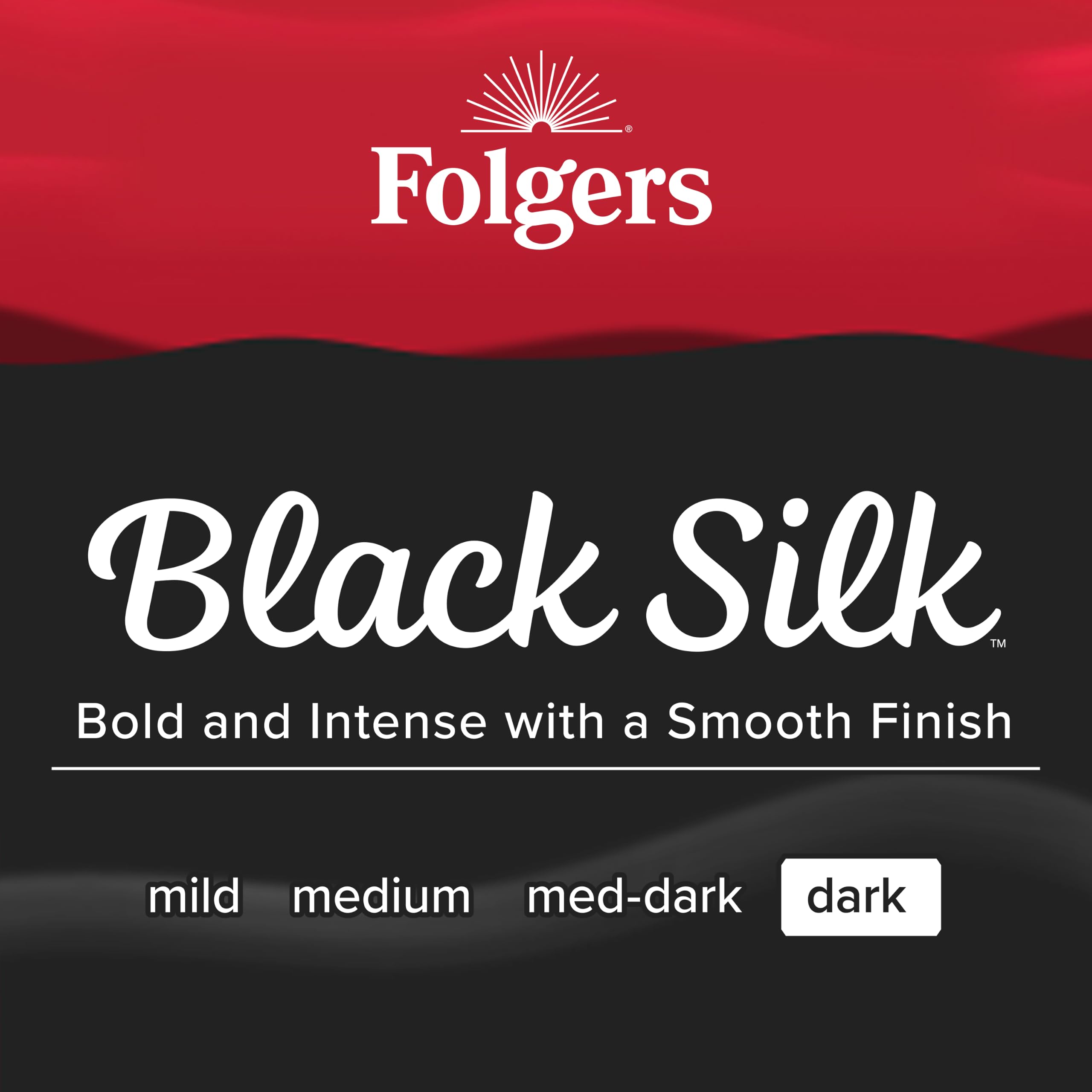 Close-up of a Folgers Black Silk K-Cup pod showing pod detail and brewing convenience