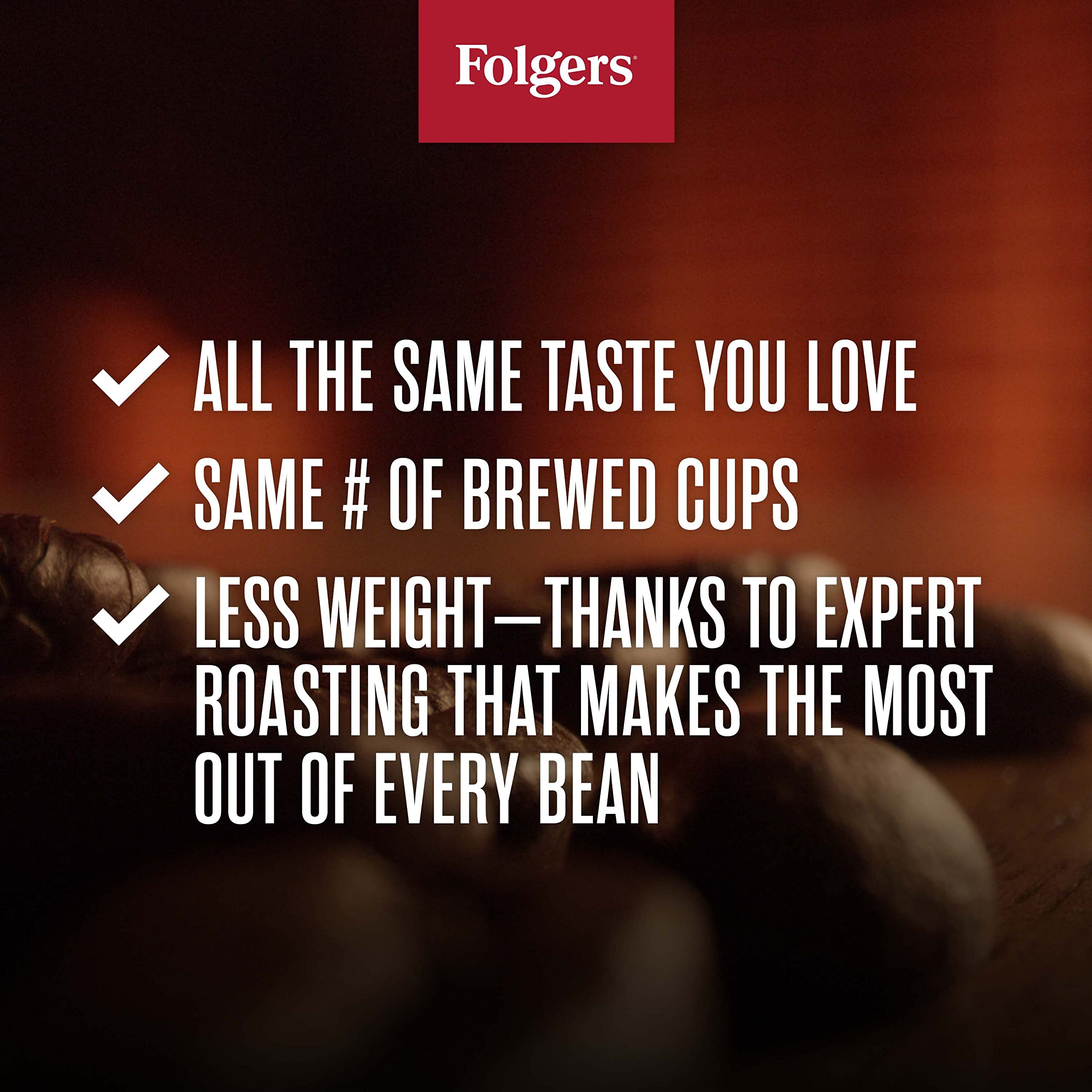 Close-up of Folgers label highlighting roast type and canister details