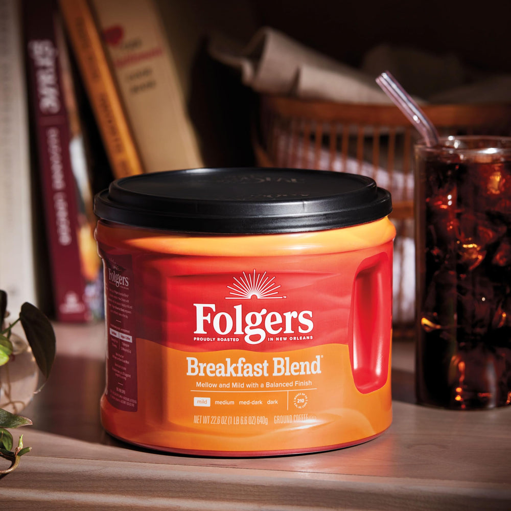 Spoon of Folgers ground coffee showing texture for consistent brewing