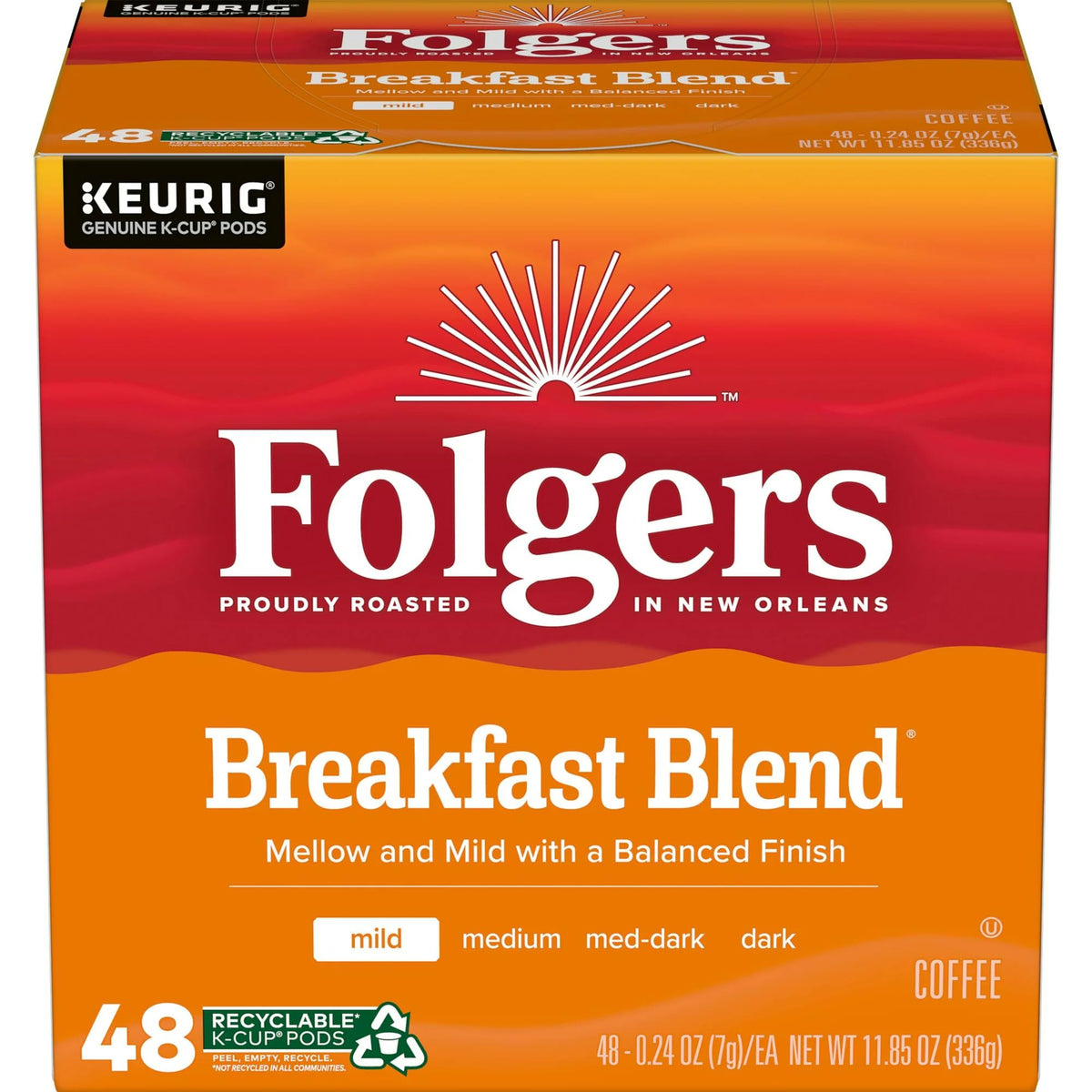 Folgers front packaging showing box and label for easy selection