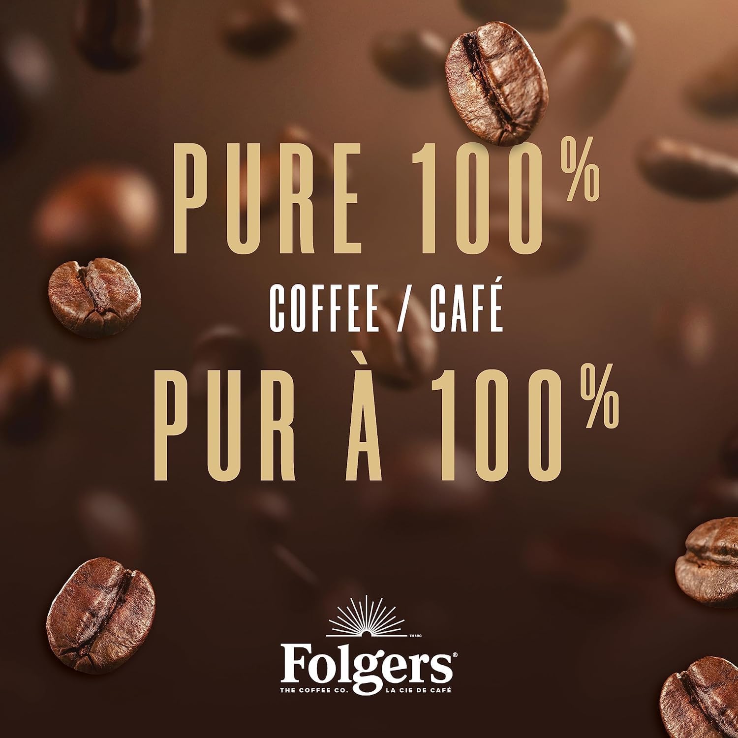 Folgers brewed caramel coffee cup with light foam, ready to enjoy