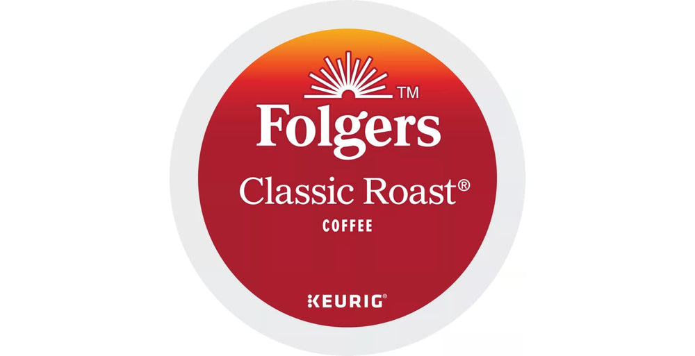 Folgers Classic Roast box front showing brand and 48-count convenience