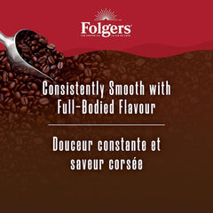 Close-up of Folgers ground coffee texture, highlighting rich aroma and consistency