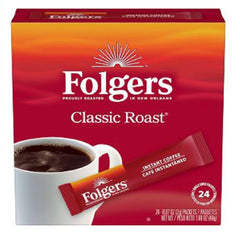 Folgers instant coffee granules close-up, fast-dissolving texture
